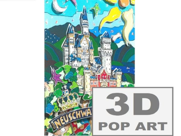 Schloss Neuschwanstein 3D mixed media pop art Bild