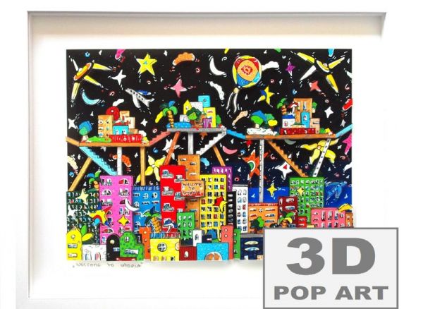 Stadt &Häuser bei Nacht 3D pop art Bild